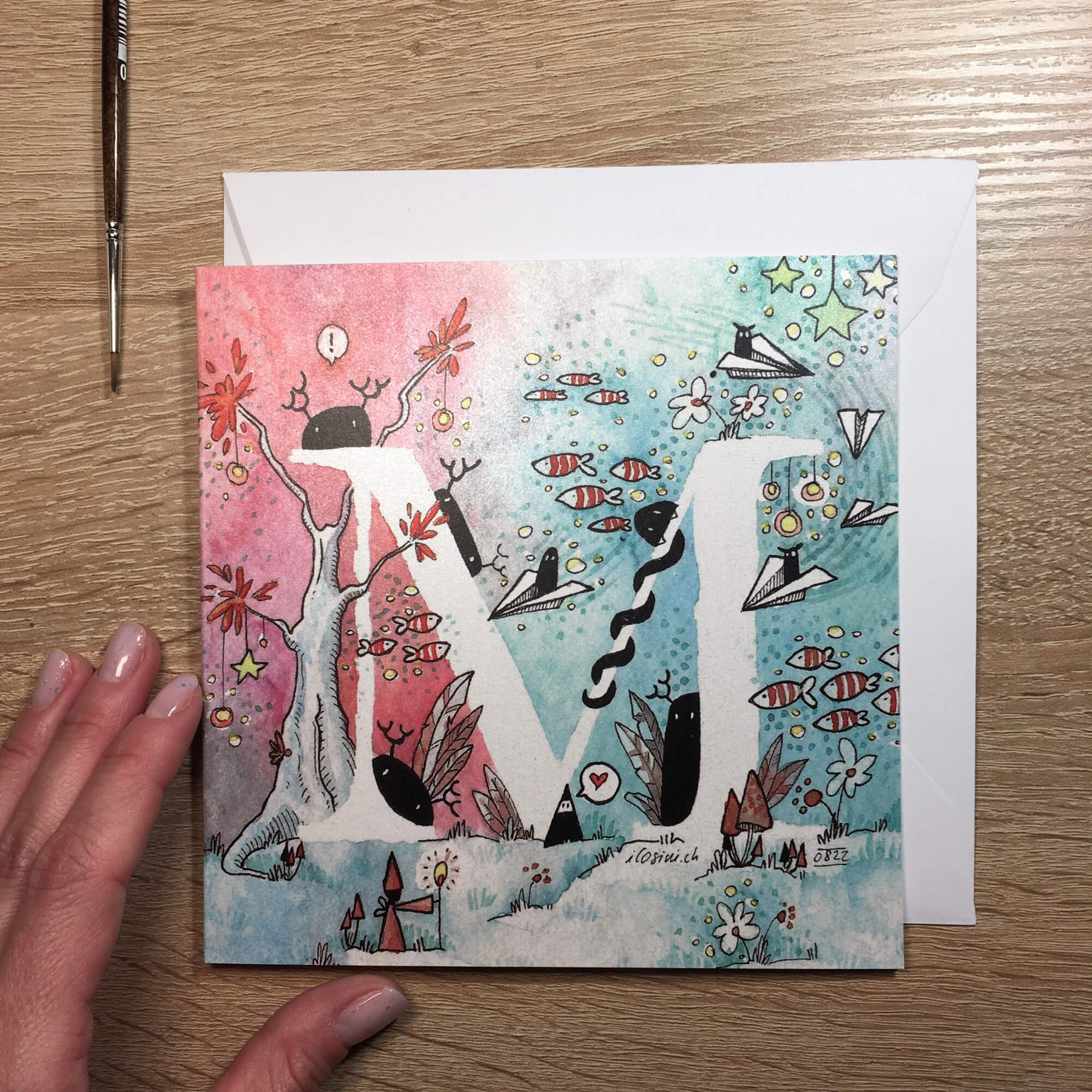 Card with first letter of name: M