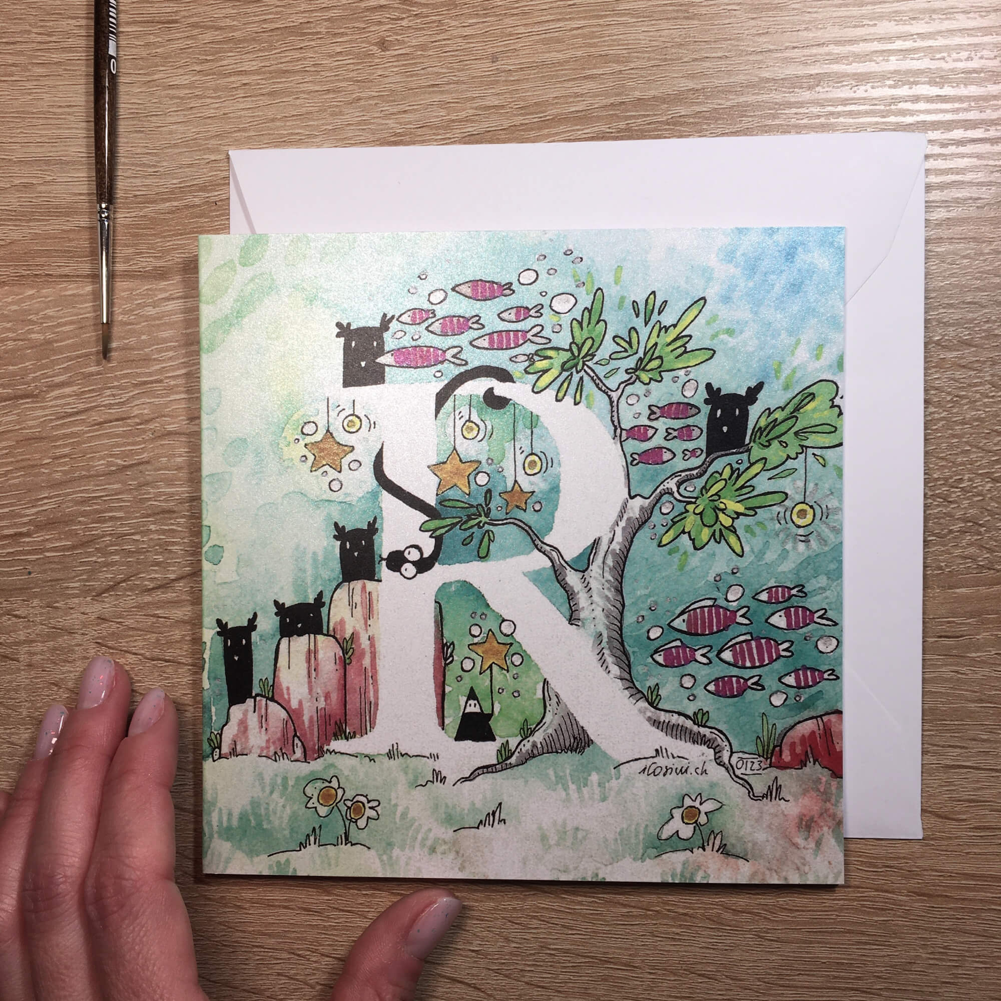 Card with first letter of name: R