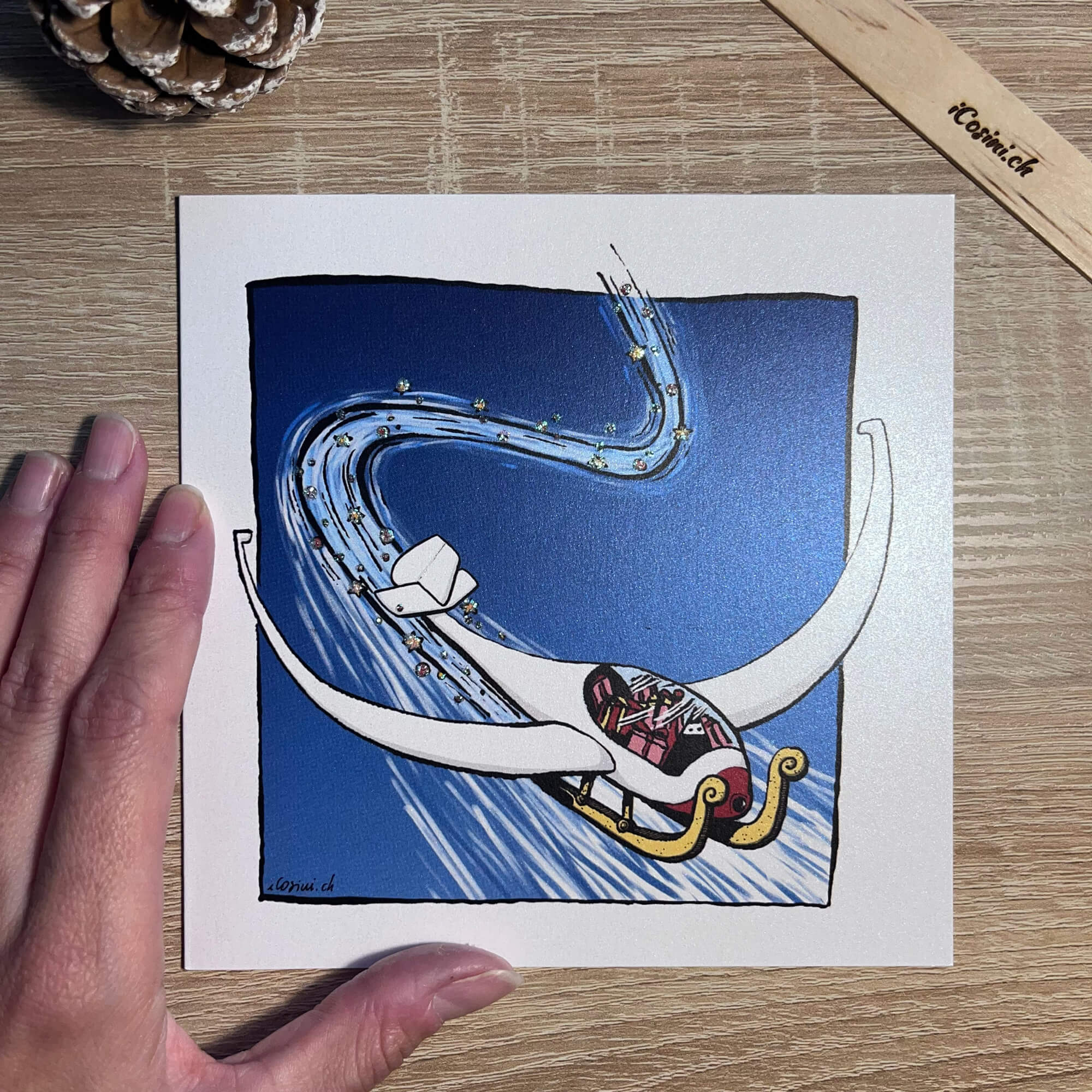 Christmas card with glider