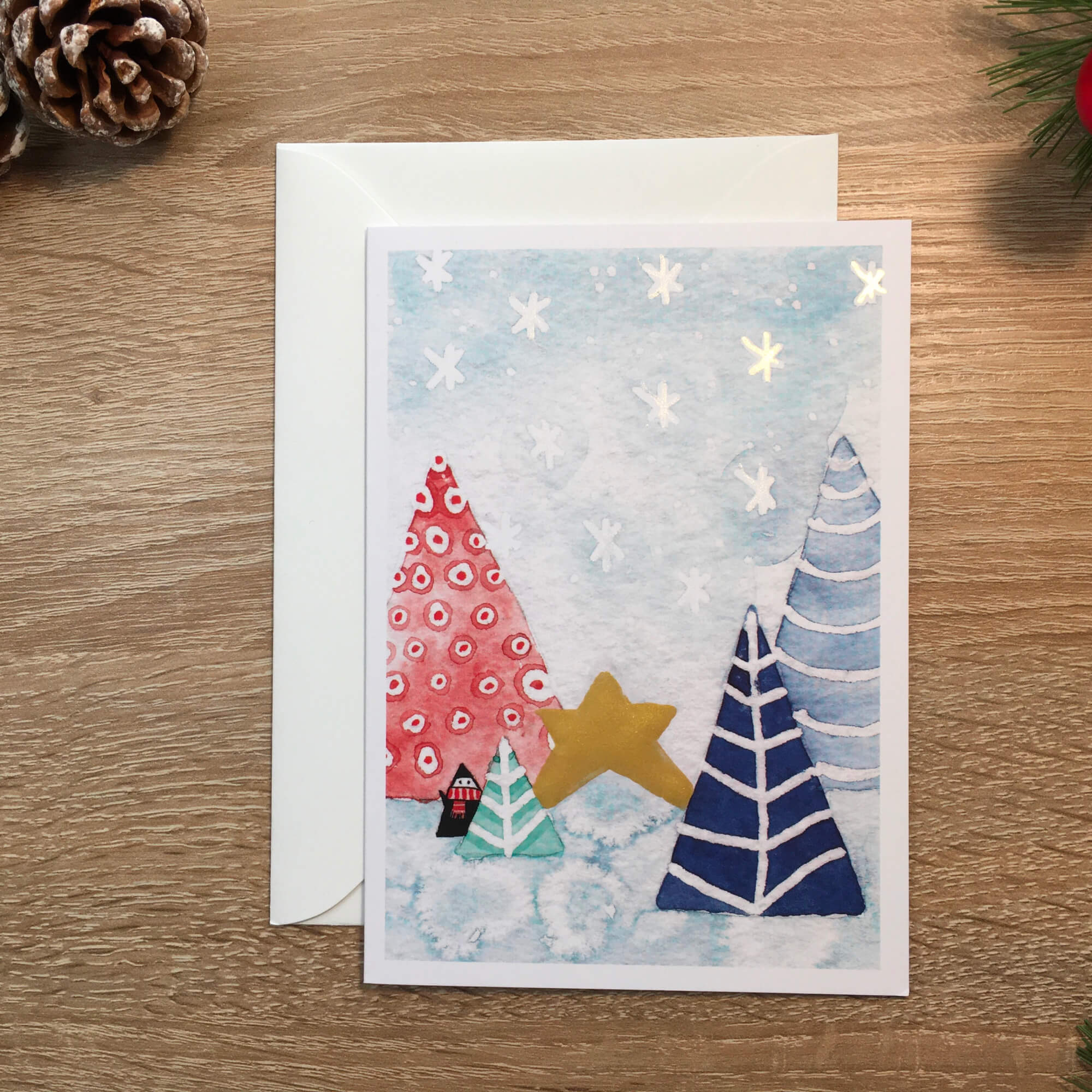 Golden Star Christmas Card