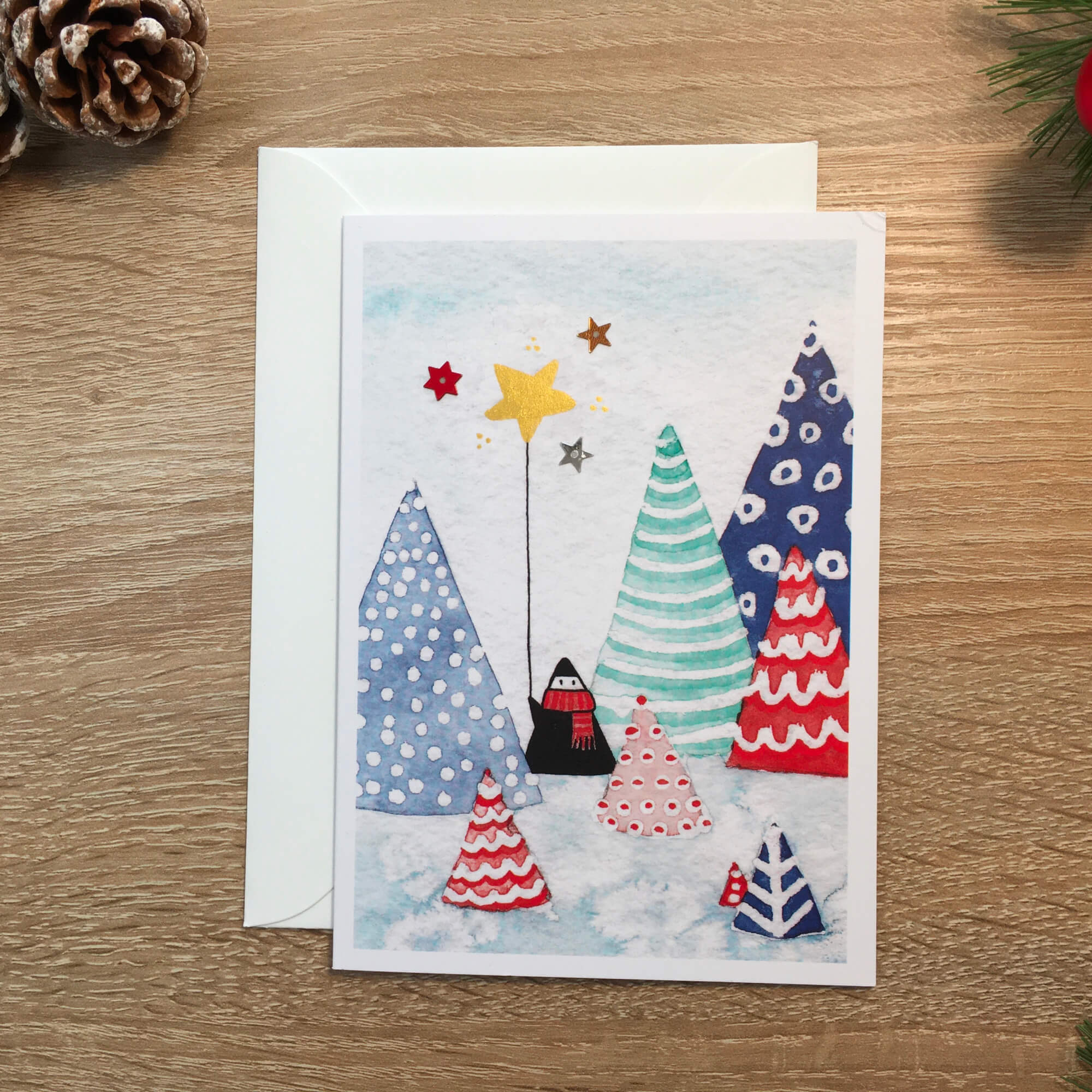 Balloon Star Christmas Card
