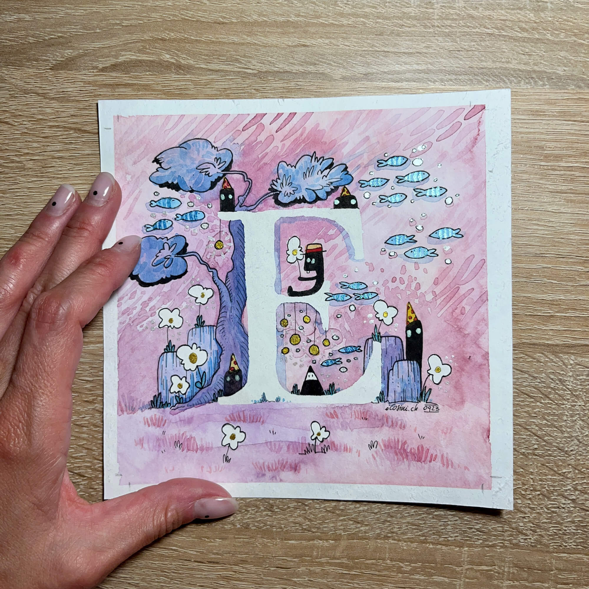 Lettera disegnata: E