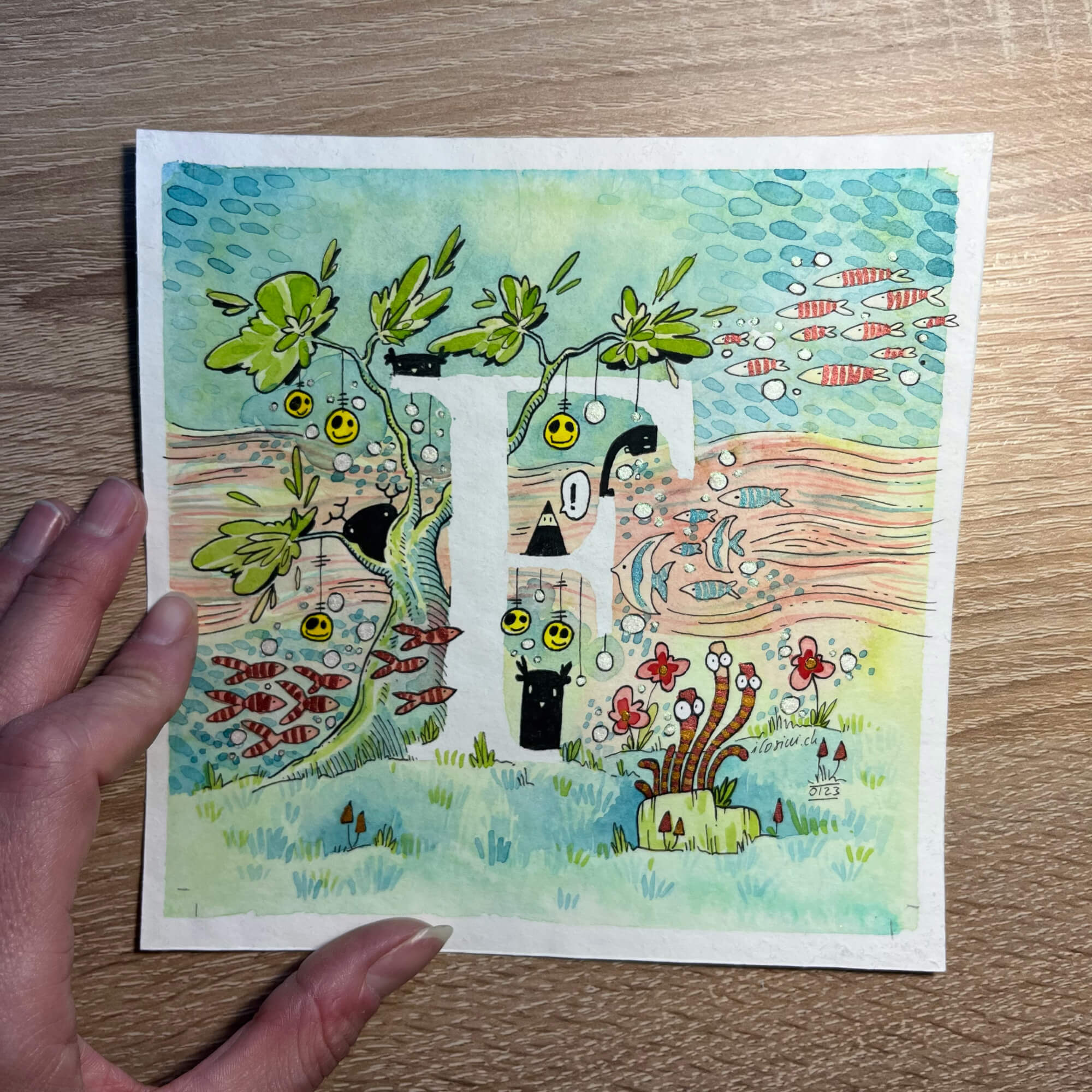 Lettera disegnata: F