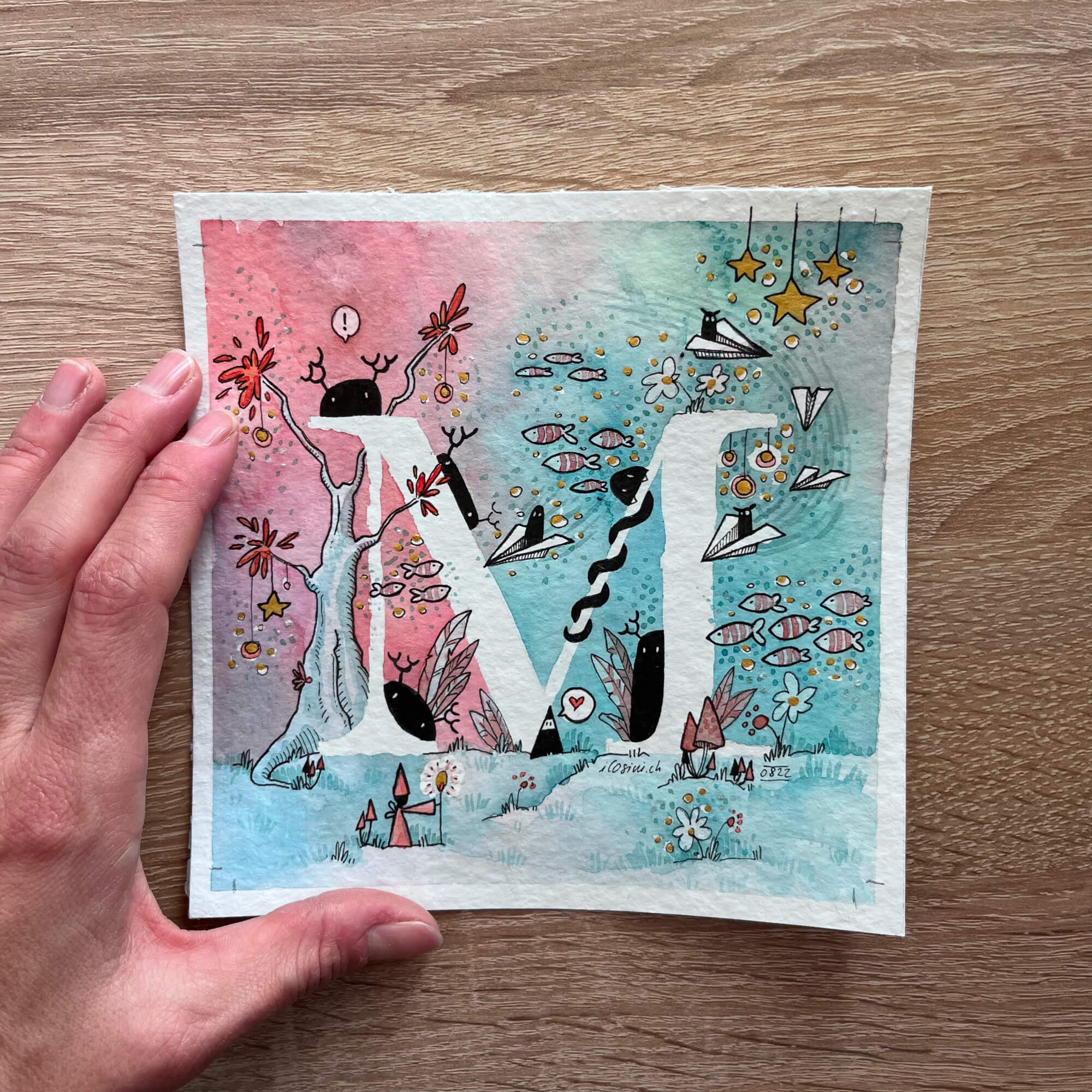 Lettera disegnata: M