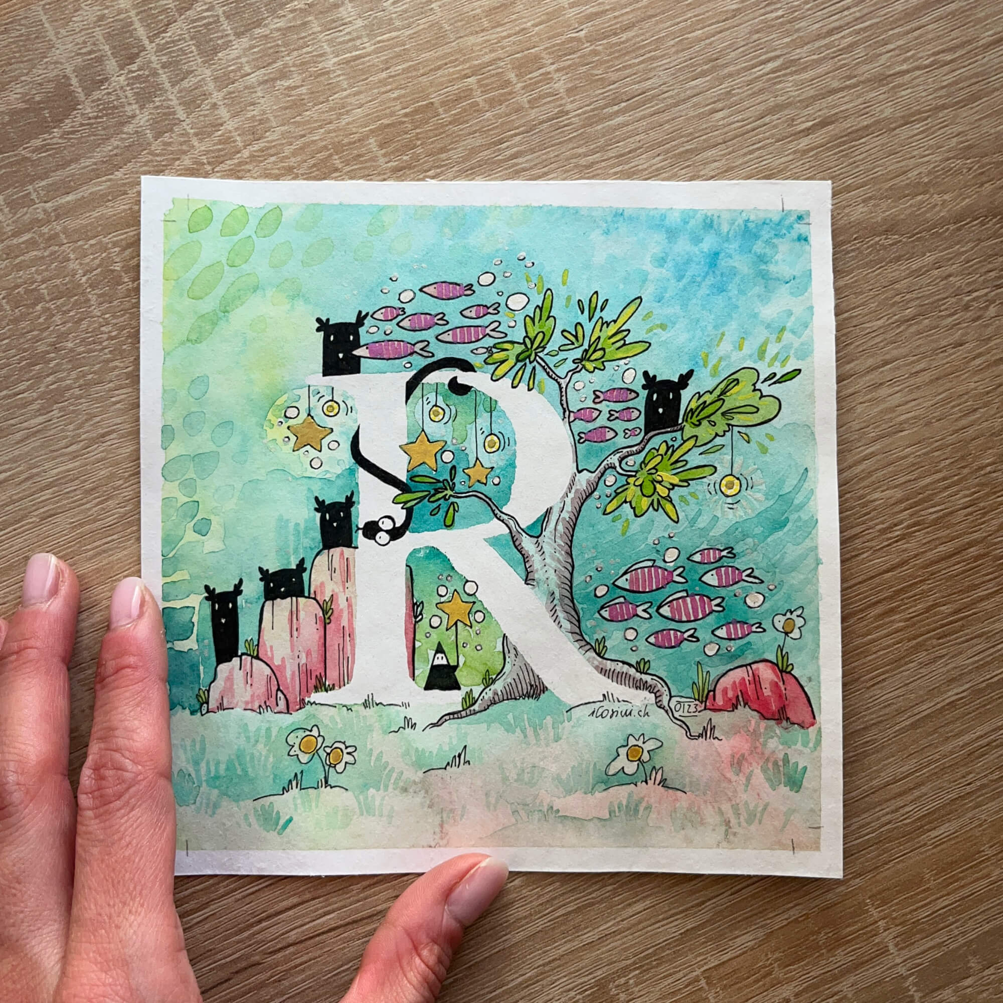 Lettera disegnata: R